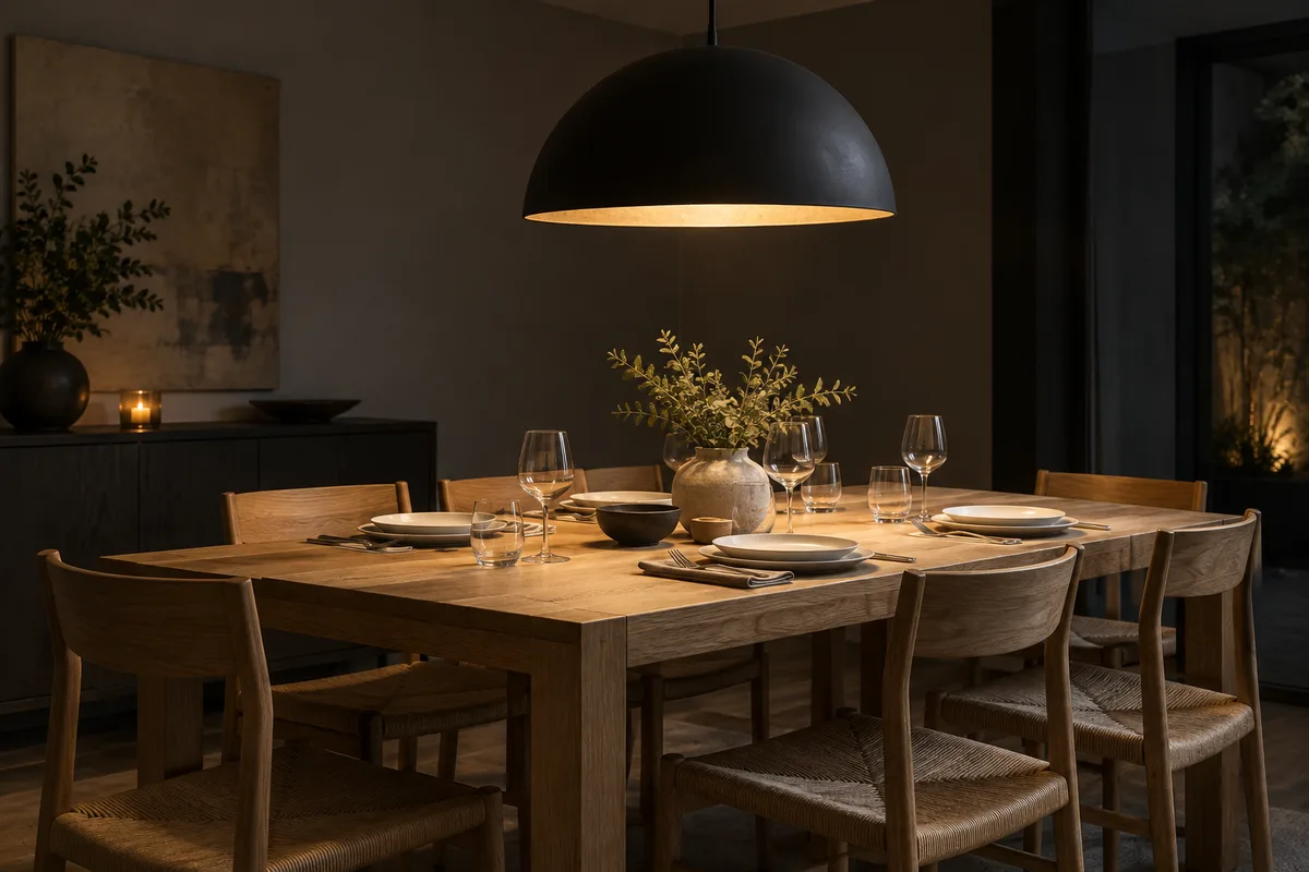 Luminaire au-dessus d'une table de salle à manger : hauteur et taille